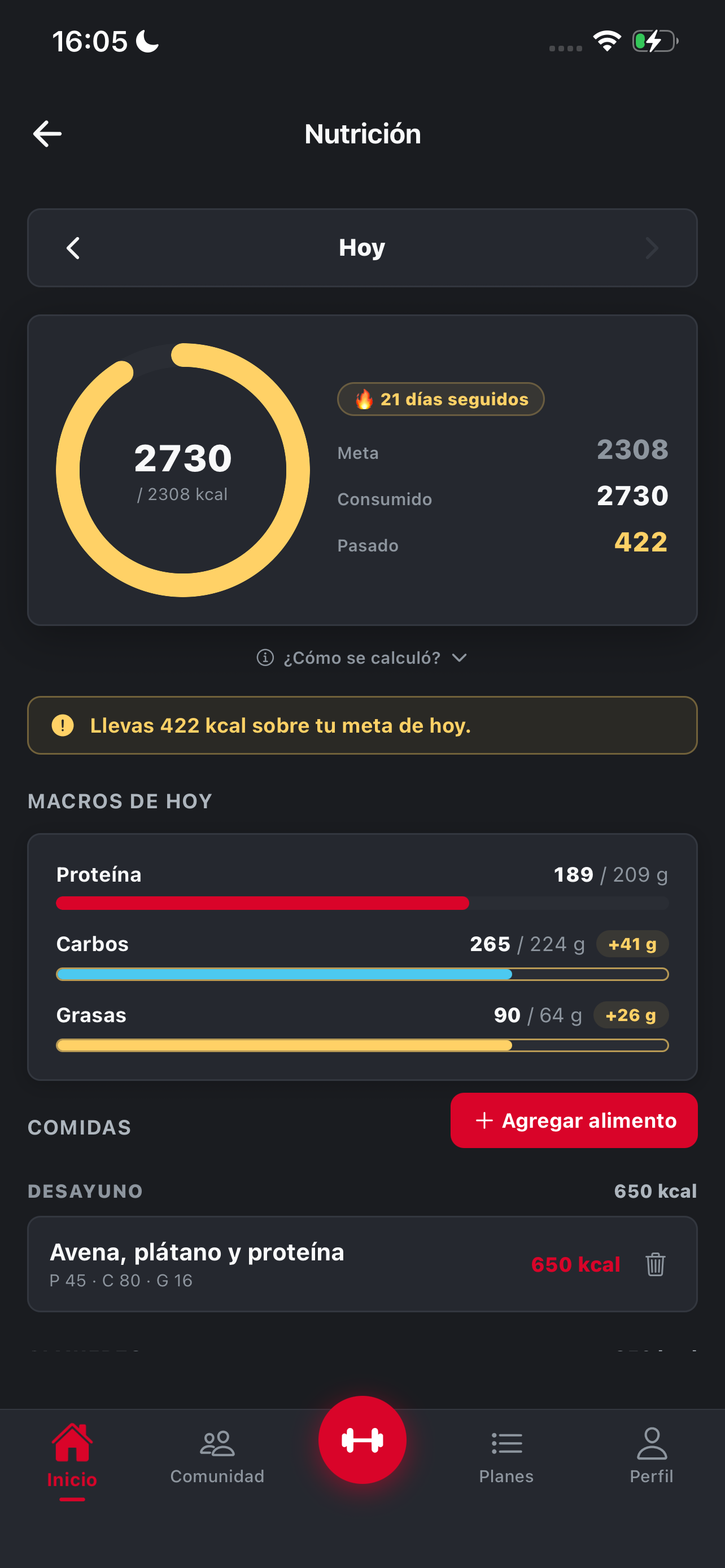 Captura de Nutrición e IA de GritLift